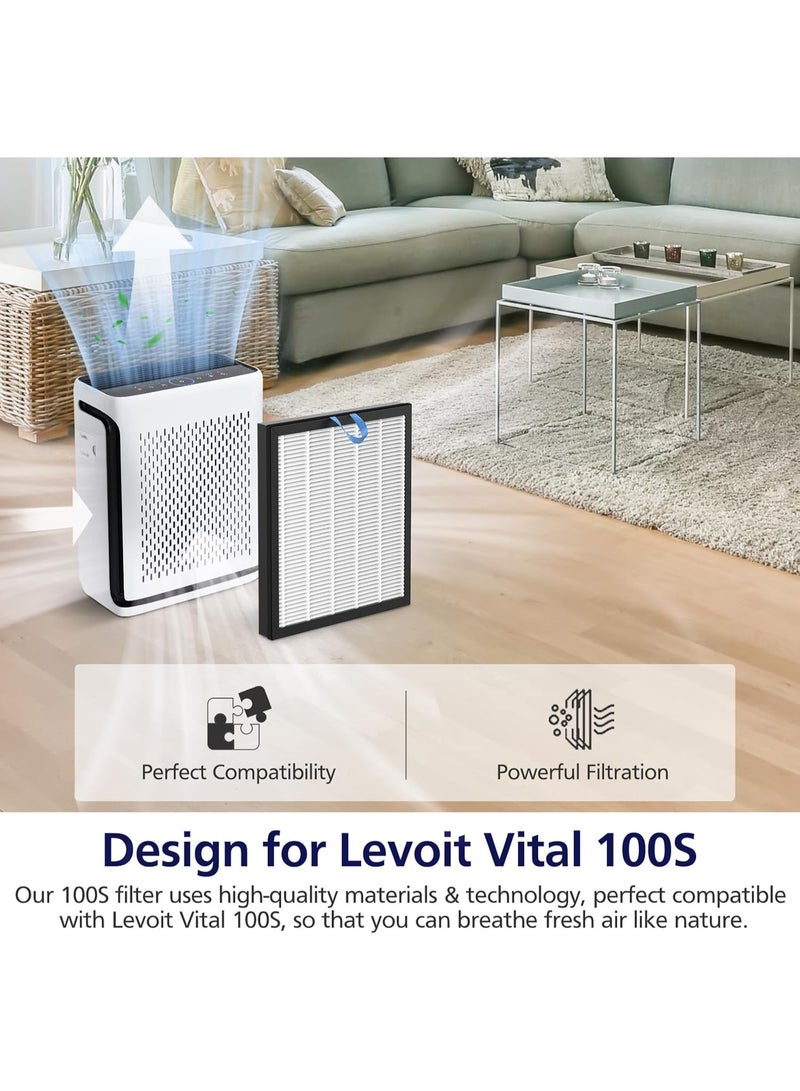 Vital 100S Filter Compatible with LEVOIT Vital 100S Smart WiFi Air Purifie-r, 3-in-1 True HEPA, High-Efficiency Activated Carbon Pre-Filter, Vital 100S-P, Vital 100S-RF, 2 Pack - Image 3